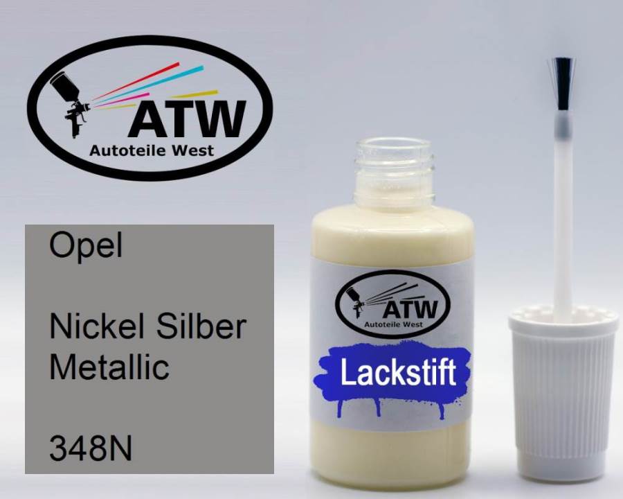 Opel, Nickel Silber Metallic, 348N: 20ml Lackstift, von ATW Autoteile West.